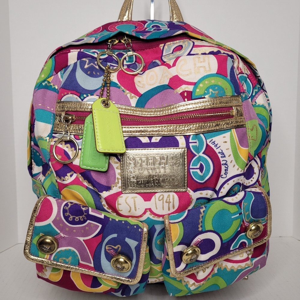 Coach Limited Edition Poppy Graffiti Signature C's Backpack D1073-15292 - Picture 1 of 16